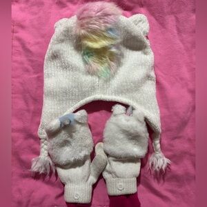 The Children's Place 🦄 unicorn Knit Beanie PLUS 2 more beanie knit with pompoms